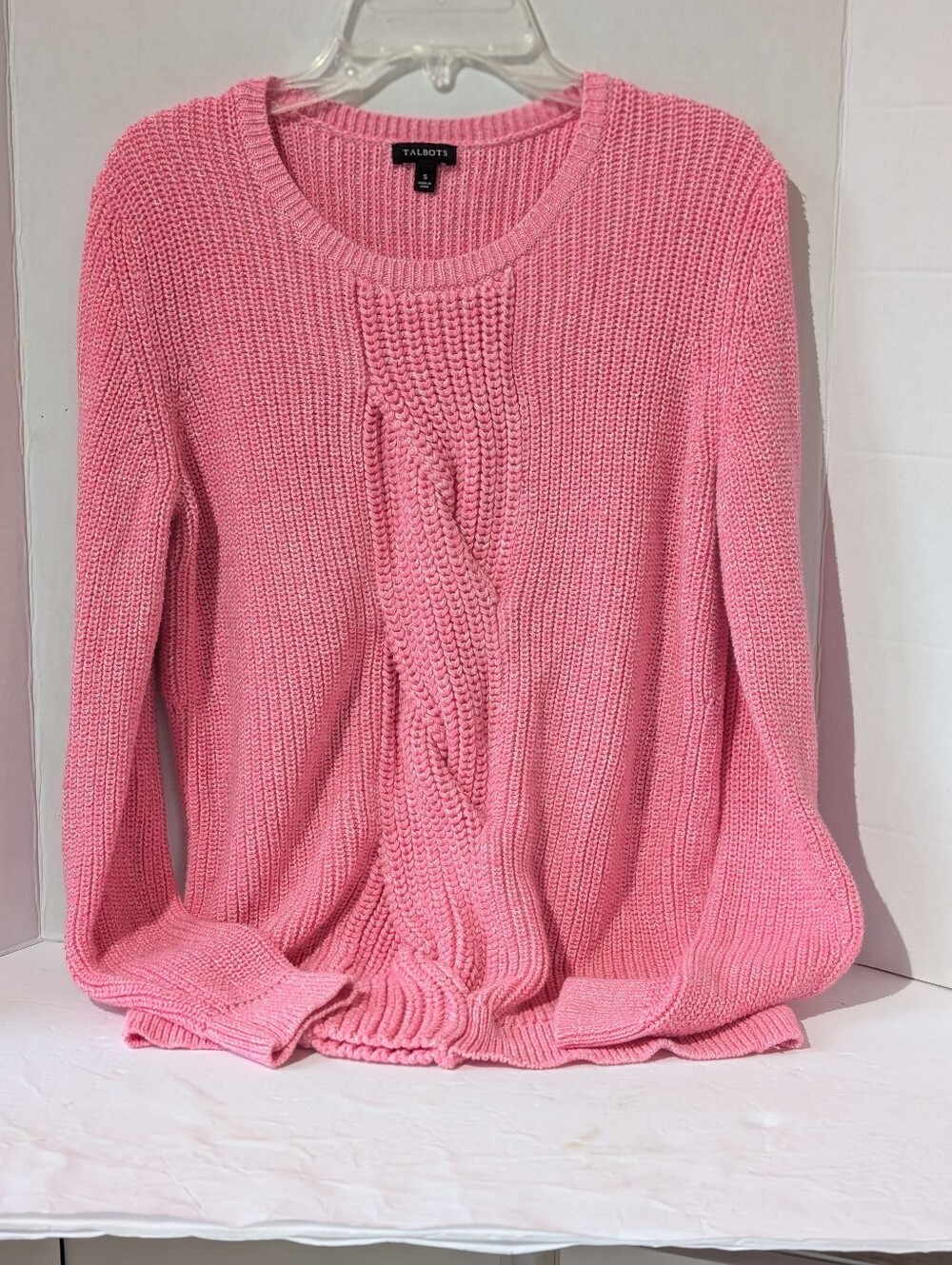 Talbots Pink Cable-Knit Marled Pink Sweater- Small